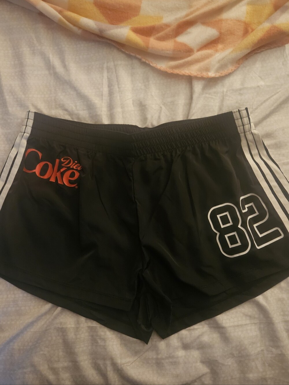 New Coca Cola Black Athletic Shorts with White Stripes & Diet Coke & 82 Logo XL